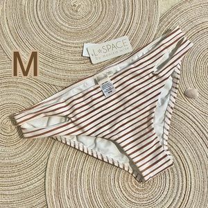 NWT M Space sparkle gold white stripe swim briefs